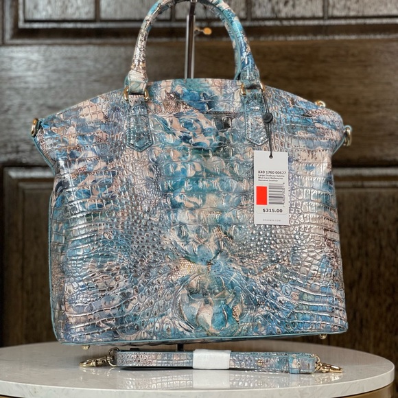 Brahmin Large Duxbury Satchel Handbag Blue Lace Melbourne NWT - Picture 2 of 8